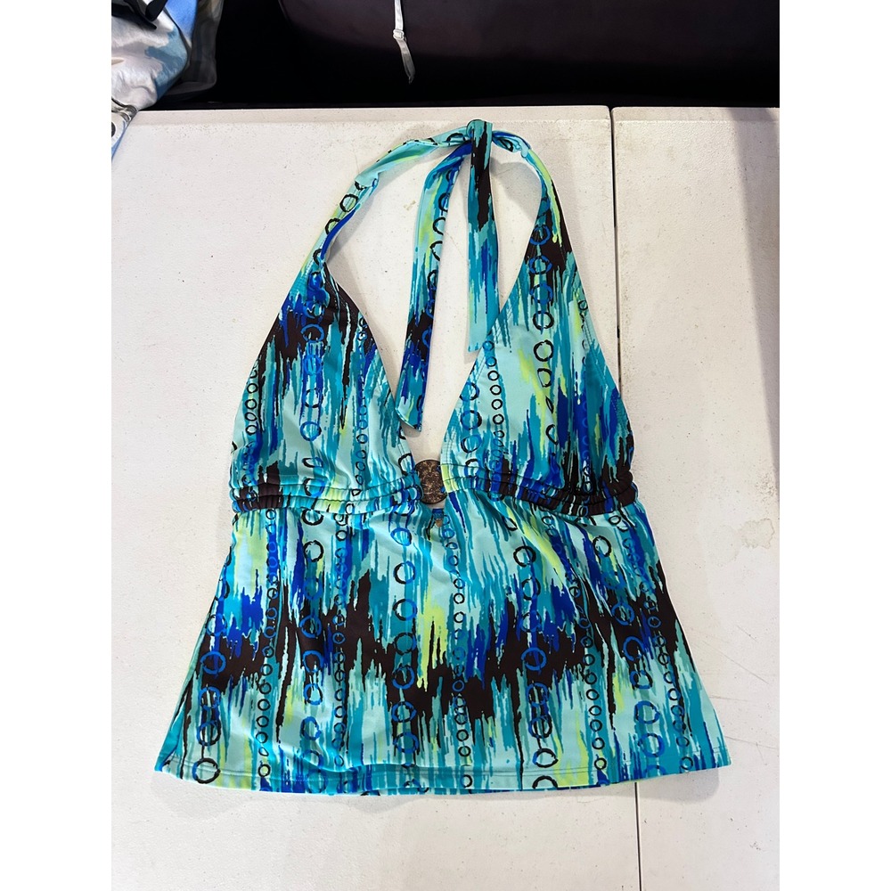 Vintage Faded Glory y2k Halter Tankini Top Swimwear MEDIUM Beach Summer - Picture 3 of 6